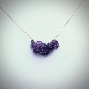 Amethyst Gemstone Cluster Necklace-Handmade